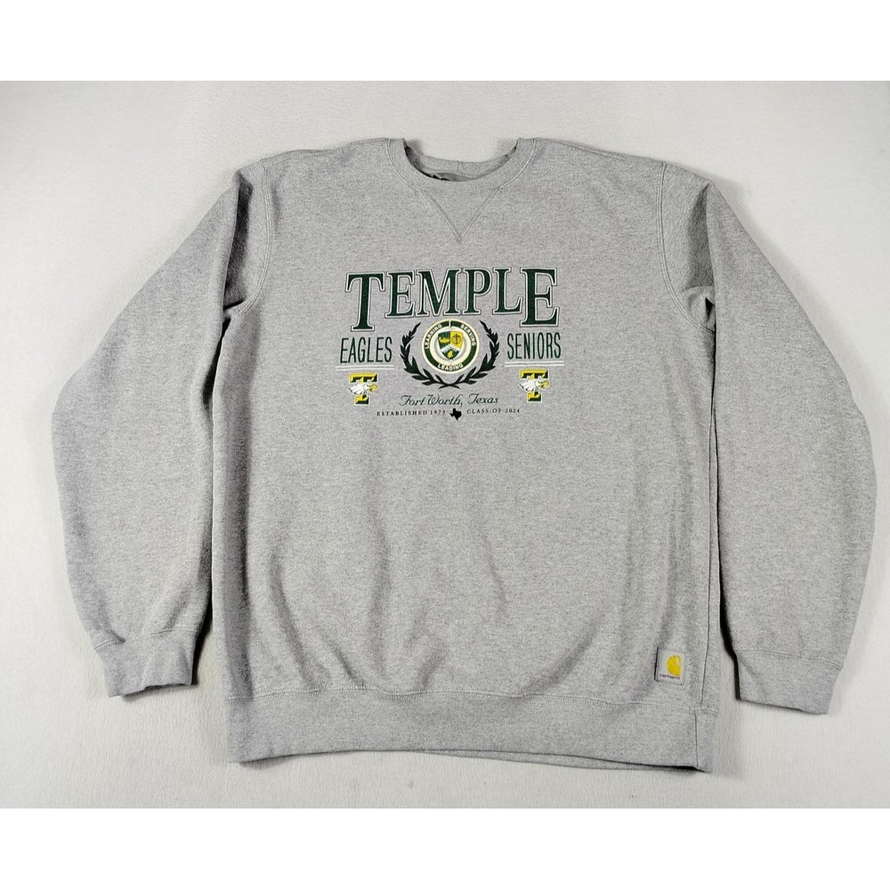 Carhartt‎ Sweatshirt Mens Large Gray Temple Eagles Seniors Fleece Loose Fit K124
